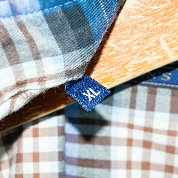 MASON'S Flannel Shirt Blue Brown Plaid Cotton Size XL - Picture 6 of 7